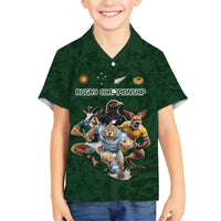Custom Rugby Southern Hemisphere Kid Hawaiian Shirt Argentina AUNZ South Africa Mascot Green - Polynesian Pride