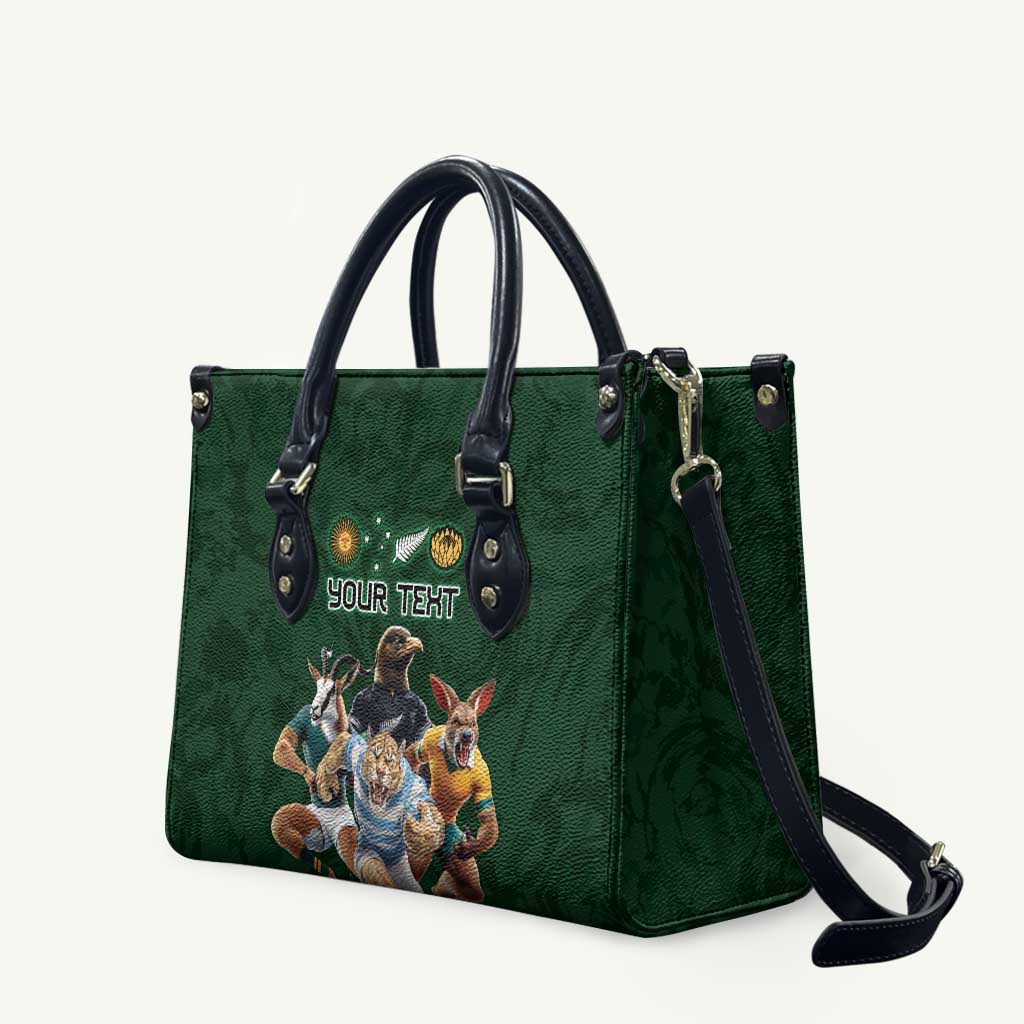 Custom Rugby Southern Hemisphere Leather Bag Argentina AUNZ South Africa Mascot Green - Polynesian Pride