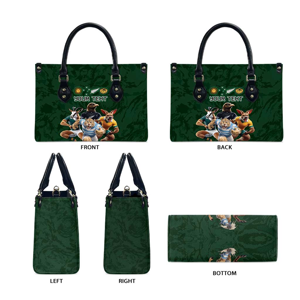 Custom Rugby Southern Hemisphere Leather Bag Argentina AUNZ South Africa Mascot Green - Polynesian Pride