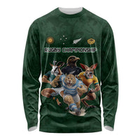 Custom Rugby Southern Hemisphere Long Sleeve Shirt Argentina AUNZ South Africa Mascot Green LT9 Unisex Green - Polynesian Pride