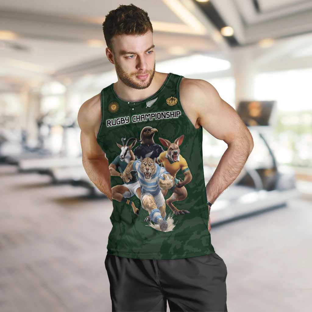 Custom Rugby Southern Hemisphere Men Tank Top Argentina AUNZ South Africa Mascot Green LT9 Green - Polynesian Pride