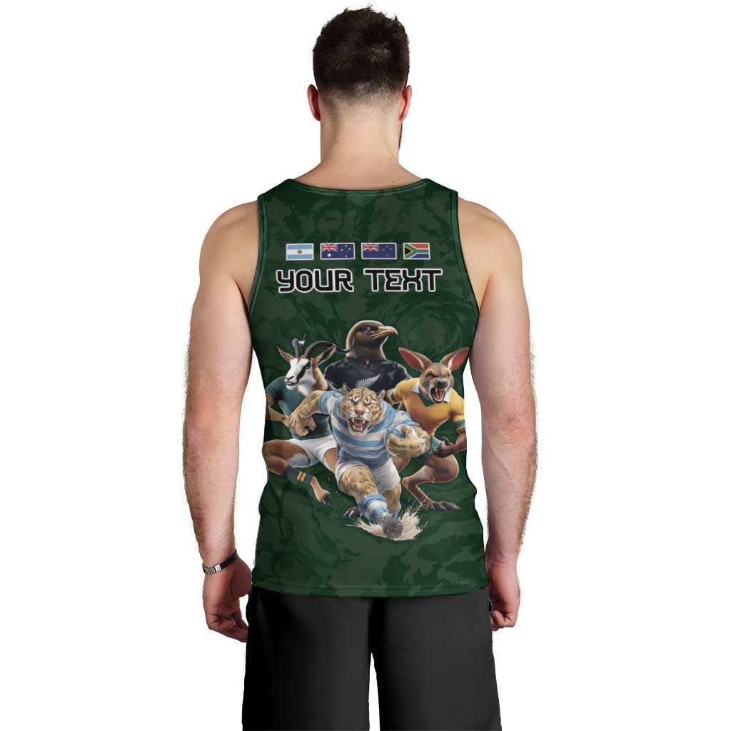 Custom Rugby Southern Hemisphere Men Tank Top Argentina AUNZ South Africa Mascot Green LT9 - Polynesian Pride