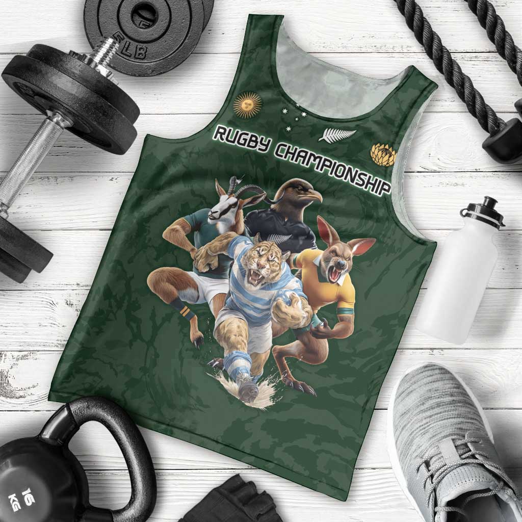 Custom Rugby Southern Hemisphere Men Tank Top Argentina AUNZ South Africa Mascot Green LT9 - Polynesian Pride