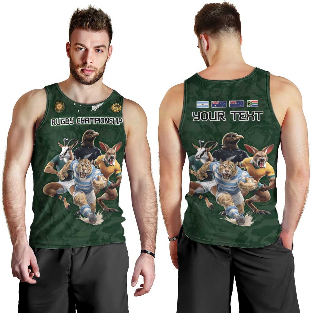 Custom Rugby Southern Hemisphere Men Tank Top Argentina AUNZ South Africa Mascot Green LT9 - Polynesian Pride