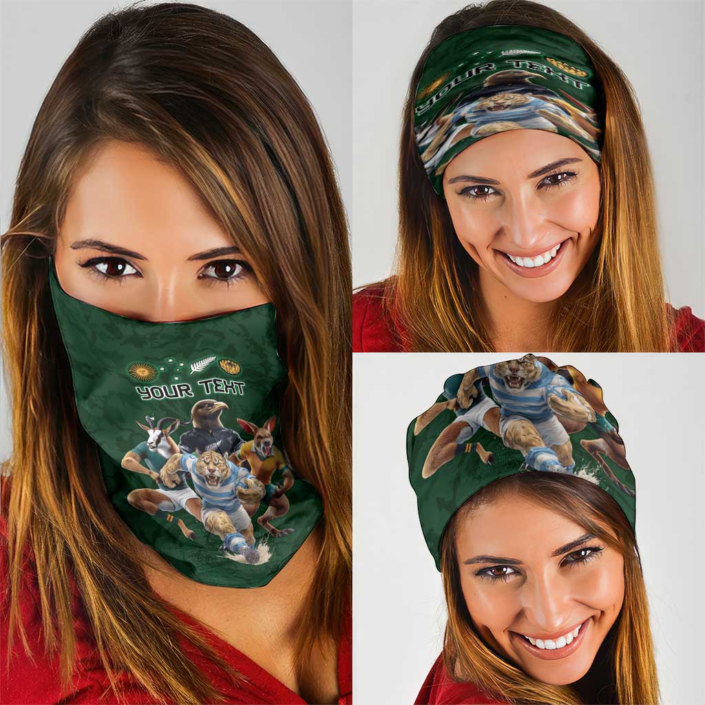Custom Rugby Southern Hemisphere Neck Gaiter Argentina AUNZ South Africa Mascot Green - Polynesian Pride