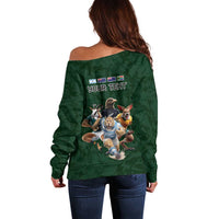 Custom Rugby Southern Hemisphere Off Shoulder Sweater Argentina AUNZ South Africa Mascot Green - Polynesian Pride