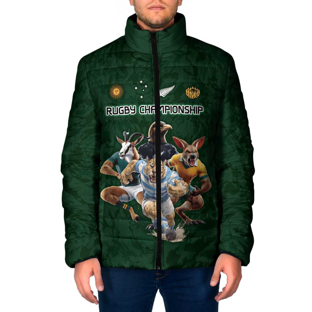 Custom Rugby Southern Hemisphere Padded Jacket Argentina AUNZ South Africa Mascot Green LT9 Men Green - Polynesian Pride