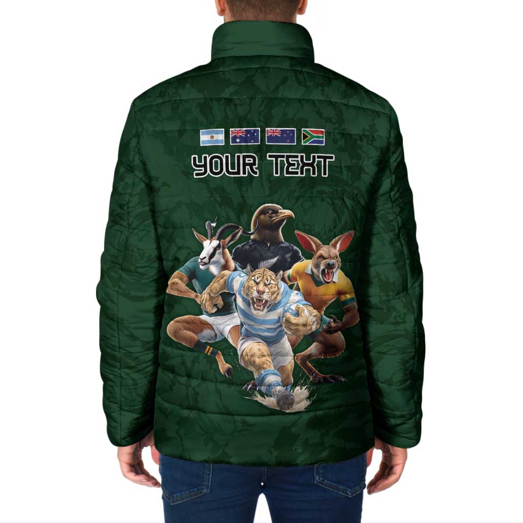 Custom Rugby Southern Hemisphere Padded Jacket Argentina AUNZ South Africa Mascot Green LT9 - Polynesian Pride