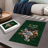 Custom Rugby Southern Hemisphere Puzzle Argentina AUNZ South Africa Mascot Green LT9 - Polynesian Pride