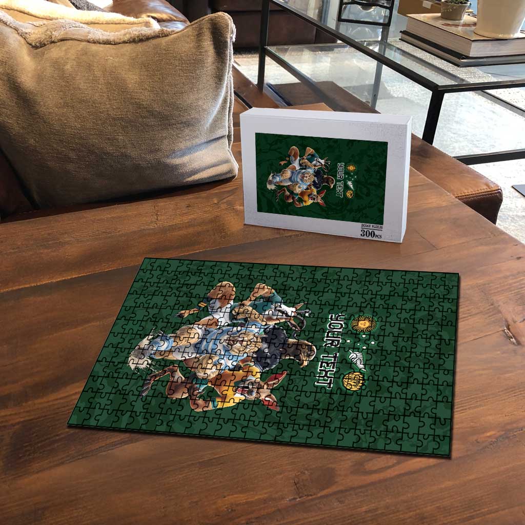 Custom Rugby Southern Hemisphere Puzzle Argentina AUNZ South Africa Mascot Green LT9 - Polynesian Pride