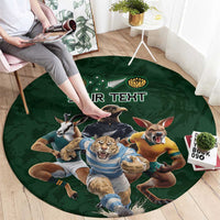 Custom Rugby Southern Hemisphere Round Carpet Argentina AUNZ South Africa Mascot Green - Polynesian Pride