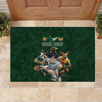 Custom Rugby Southern Hemisphere Rubber Doormat Argentina AUNZ South Africa Mascot Green LT9 Green - Polynesian Pride