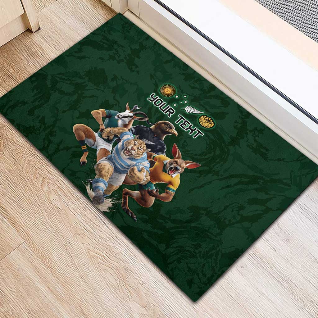 Custom Rugby Southern Hemisphere Rubber Doormat Argentina AUNZ South Africa Mascot Green LT9 - Polynesian Pride