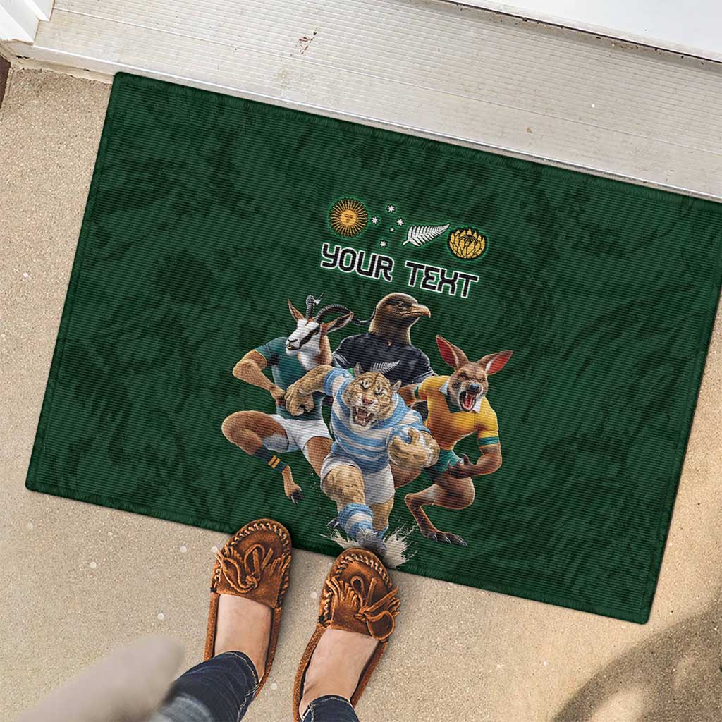 Custom Rugby Southern Hemisphere Rubber Doormat Argentina AUNZ South Africa Mascot Green LT9 - Polynesian Pride