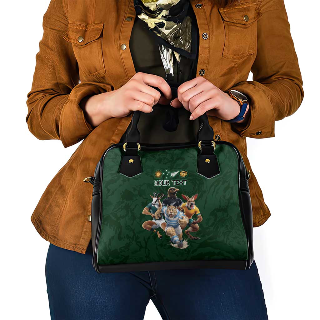 Custom Rugby Southern Hemisphere Shoulder Handbag Argentina AUNZ South Africa Mascot Green - Polynesian Pride