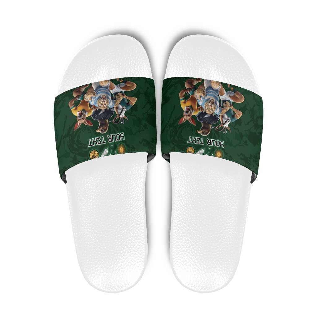 Custom Rugby Southern Hemisphere Slide Sandals Argentina AUNZ South Africa Mascot Green - Polynesian Pride