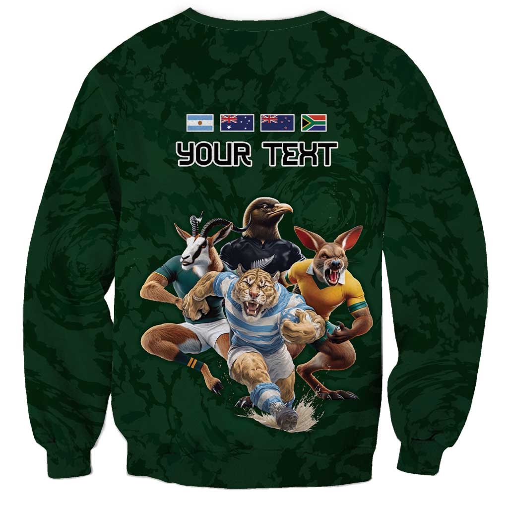 Custom Rugby Southern Hemisphere Sweatshirt Argentina AUNZ South Africa Mascot Green LT9 - Polynesian Pride