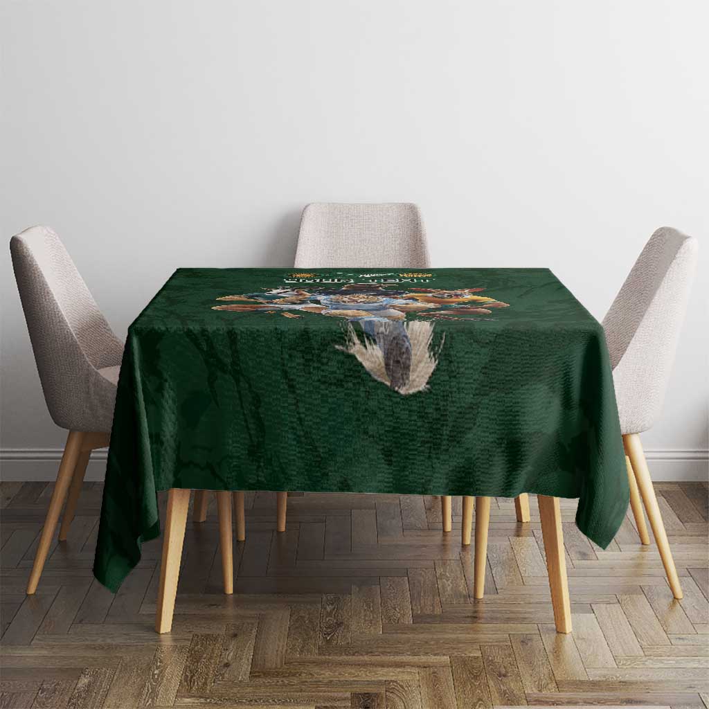 Custom Rugby Southern Hemisphere Tablecloth Argentina AUNZ South Africa Mascot Green LT9 - Polynesian Pride