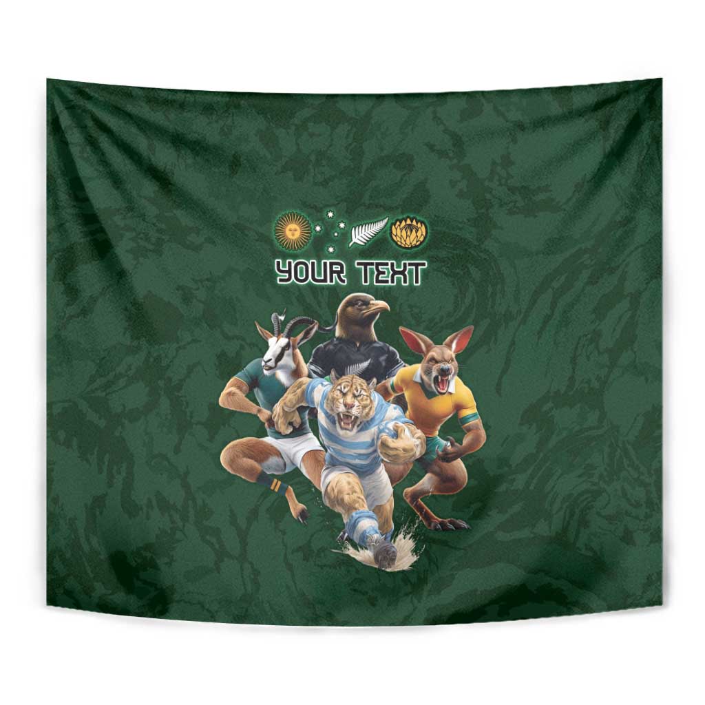 Custom Rugby Southern Hemisphere Tapestry Argentina AUNZ South Africa Mascot Green - Polynesian Pride