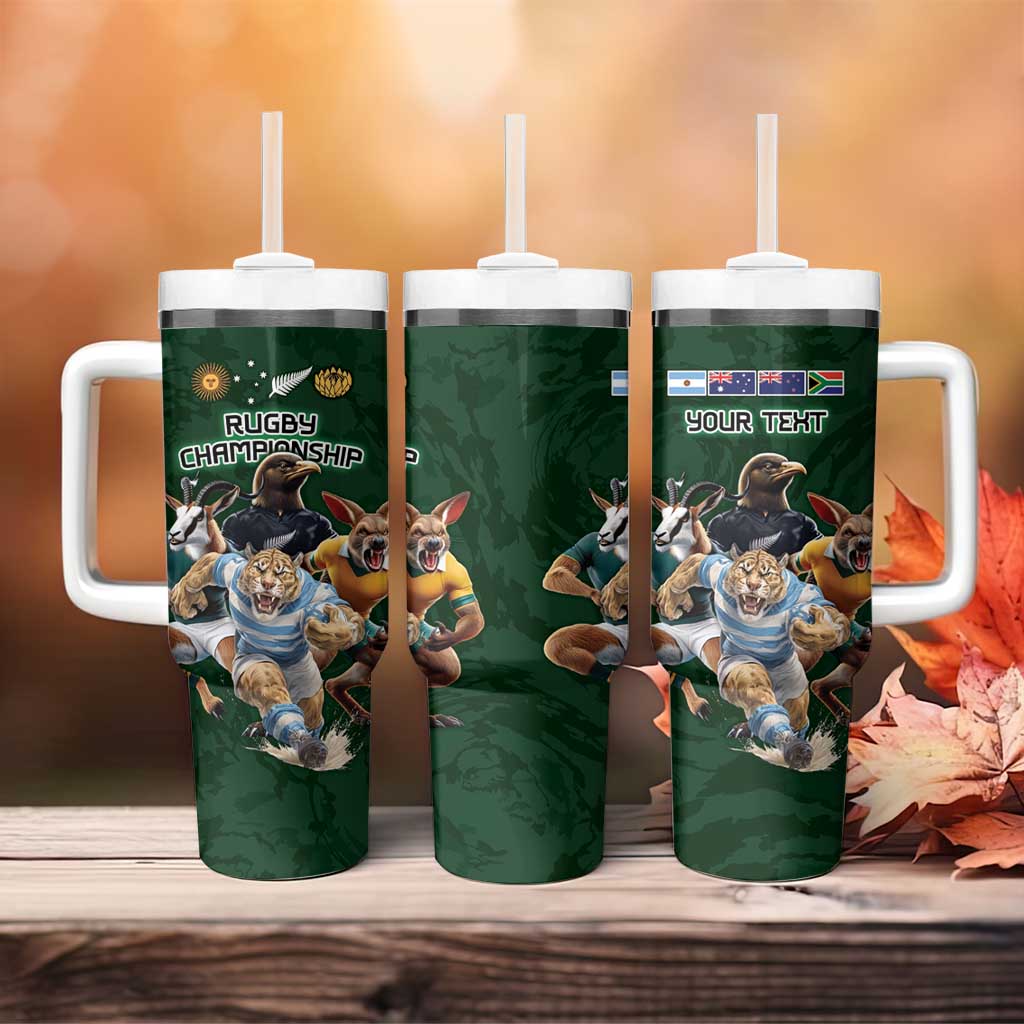 Custom Rugby Southern Hemisphere Tumbler With Handle Argentina AUNZ South Africa Mascot Green - Polynesian Pride