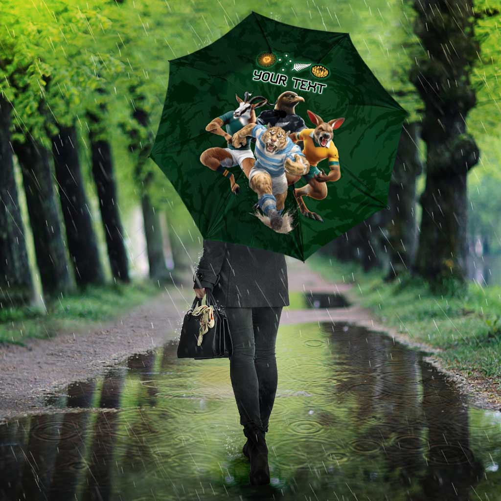 Custom Rugby Southern Hemisphere Umbrella Argentina AUNZ South Africa Mascot Green LT9 - Polynesian Pride