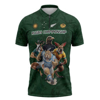 Custom Rugby Southern Hemisphere Zipper Polo Shirt Argentina AUNZ South Africa Mascot Green - Polynesian Pride