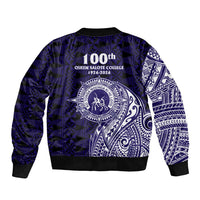 Tonga Queen Salote College 100th Years Bomber Jacket Est 1926 Tongan Ngatu Tapa - Polynesian Pride