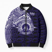 Tonga Queen Salote College 100th Years Bomber Puffer Jacket Est 1926 Tongan Ngatu Tapa - Polynesian Pride