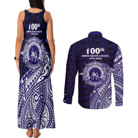 Tonga Queen Salote College 100th Years Couples Matching Tank Maxi Dress and Long Sleeve Button Shirt Est 1926 Tongan Ngatu Tapa - Polynesian Pride