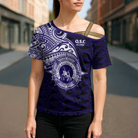 Tonga Queen Salote College 100th Years Cross Shoulder Shirt Est 1926 Tongan Ngatu Tapa - Polynesian Pride