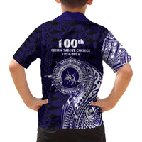 Tonga Queen Salote College 100th Years Family Matching Off The Shoulder Long Sleeve Dress and Hawaiian Shirt Est 1926 Tongan Ngatu Tapa - Polynesian Pride
