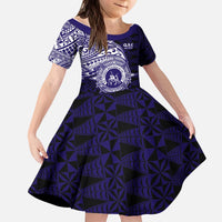 Tonga Queen Salote College 100th Years Kid Short Sleeve Dress Est 1926 Tongan Ngatu Tapa - Polynesian Pride