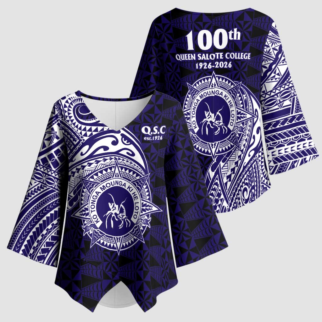 Tonga Queen Salote College 100th Years Kimono Sleeve Blouse Est 1926 Tongan Ngatu Tapa - Polynesian Pride