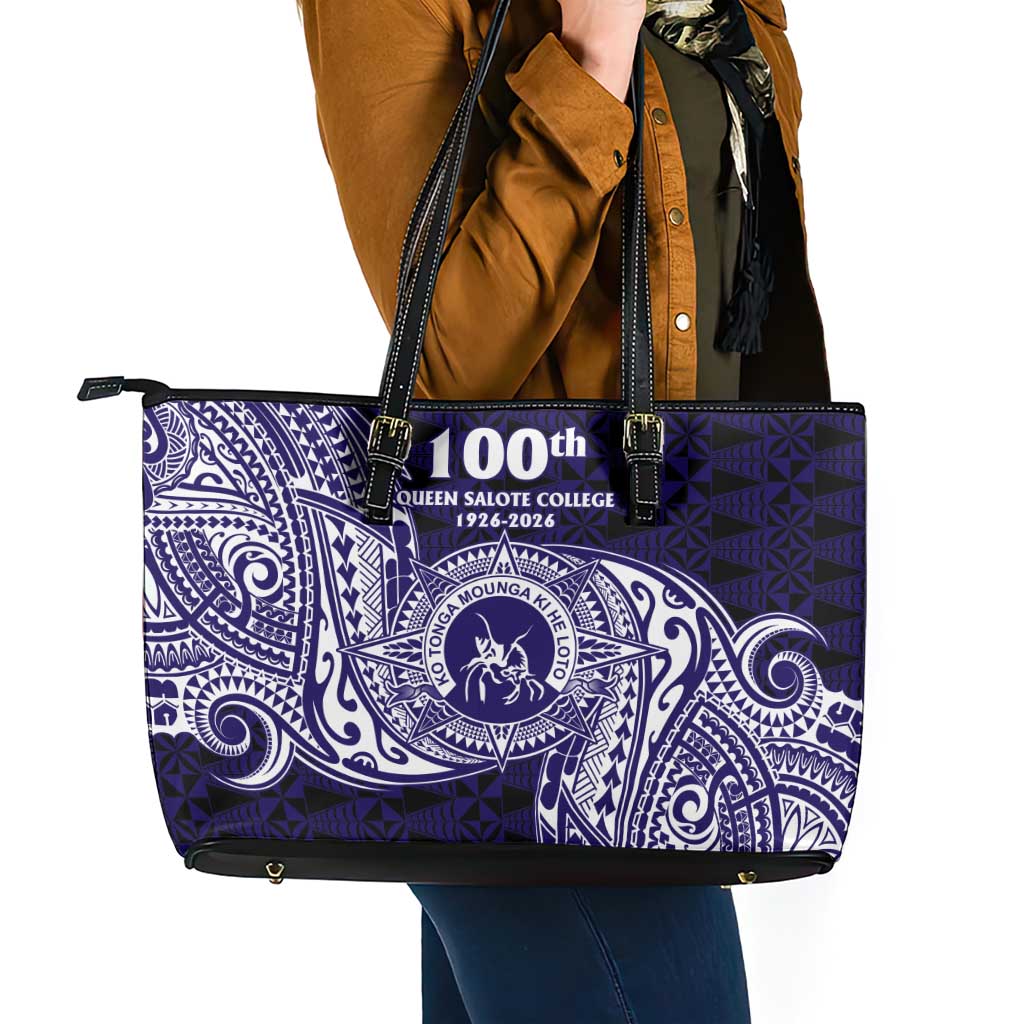 Tonga Queen Salote College 100th Years Leather Tote Bag Est 1926 Tongan Ngatu Tapa - Polynesian Pride