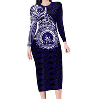 Tonga Queen Salote College 100th Years Long Sleeve Bodycon Dress Est 1926 Tongan Ngatu Tapa - Polynesian Pride
