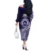 Tonga Queen Salote College 100th Years Off The Shoulder Long Sleeve Dress Est 1926 Tongan Ngatu Tapa - Polynesian Pride