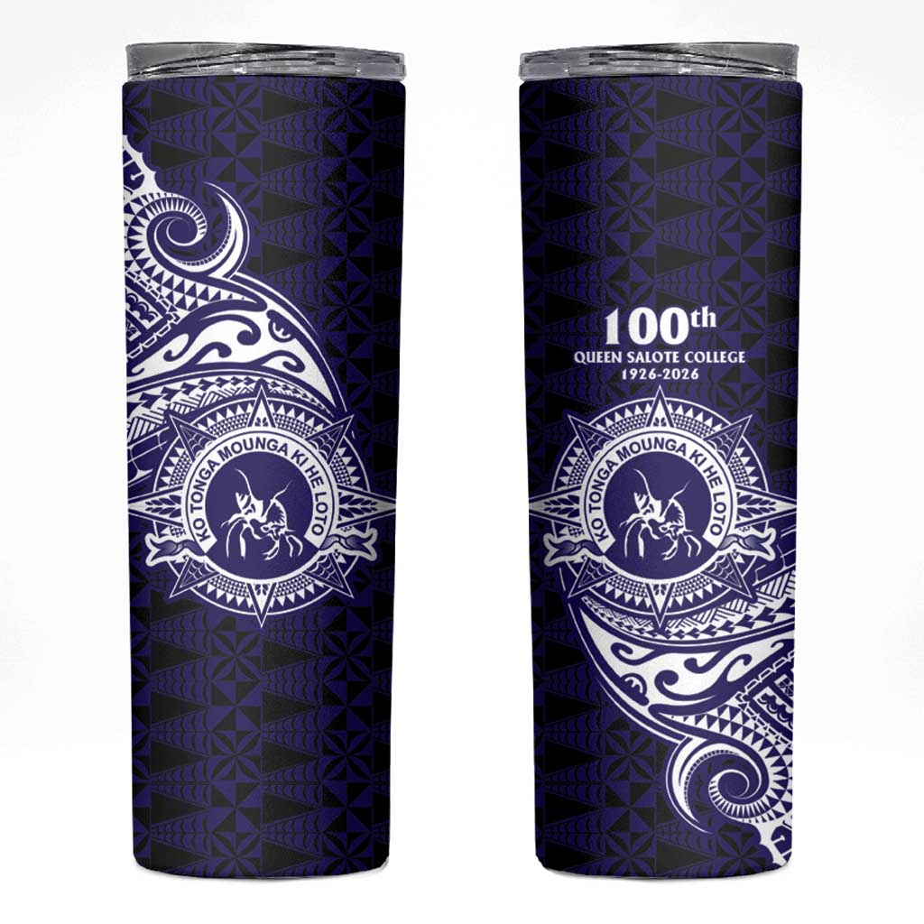 Tonga Queen Salote College 100th Years Skinny Tumbler Est 1926 Tongan Ngatu Tapa - Polynesian Pride