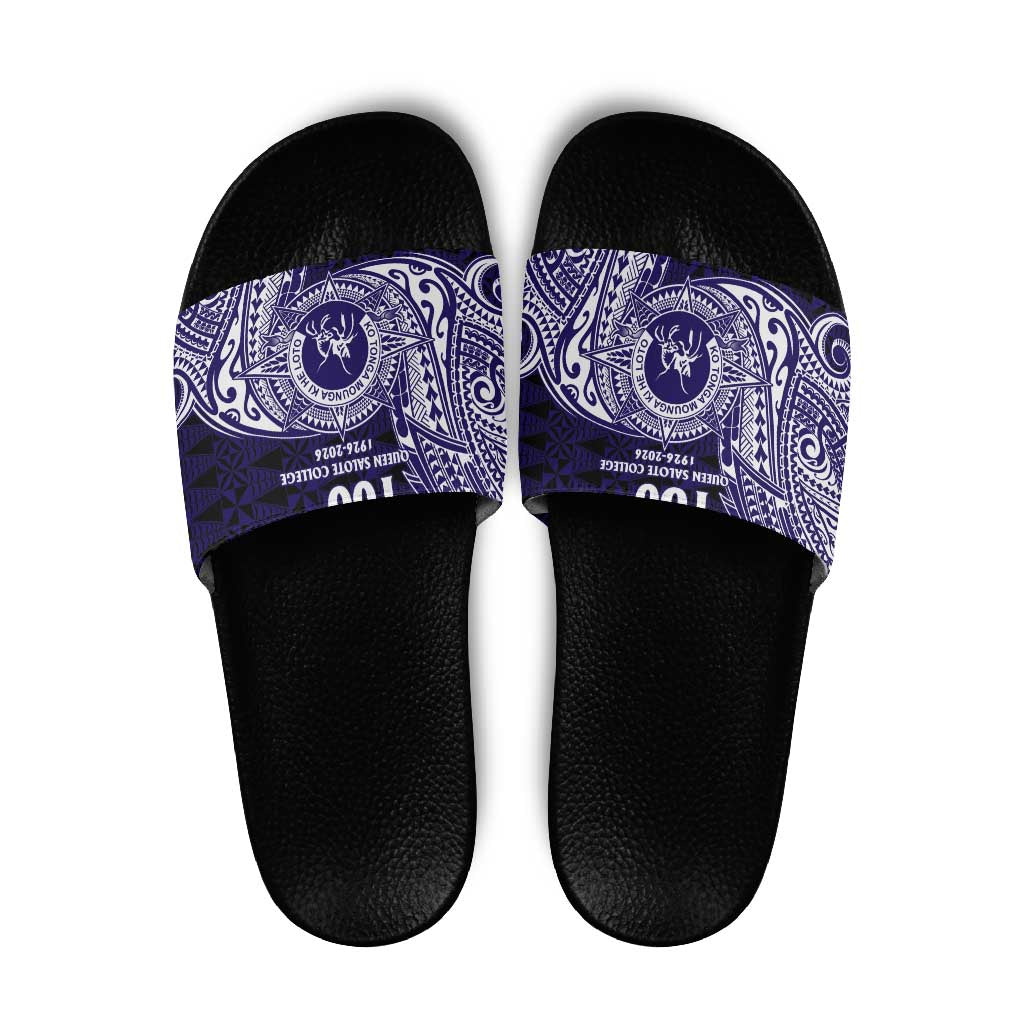 Tonga Queen Salote College 100th Years Slide Sandals Est 1926 Tongan Ngatu Tapa - Polynesian Pride