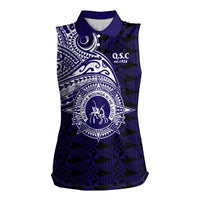 Tonga Queen Salote College 100th Years Women Sleeveless Polo Shirt Est 1926 Tongan Ngatu Tapa - Polynesian Pride