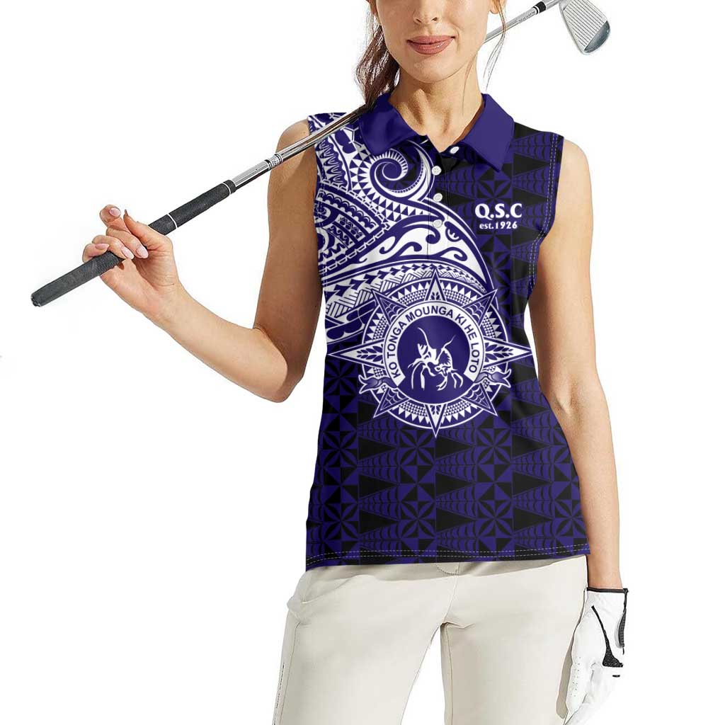 Tonga Queen Salote College 100th Years Women Sleeveless Polo Shirt Est 1926 Tongan Ngatu Tapa - Polynesian Pride