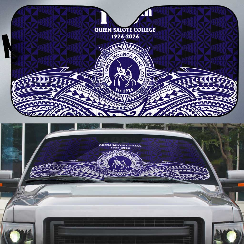 Tonga Queen Salote College 100th Years Auto Sun Shade Blue Tonga Kupesi Uniquely Pacific Art - Polynesian Pride