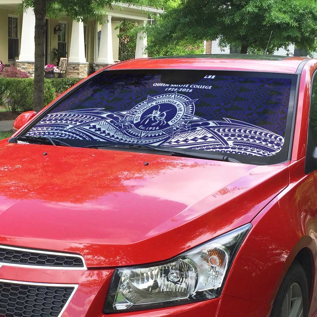 Tonga Queen Salote College 100th Years Auto Sun Shade Blue Tonga Kupesi Uniquely Pacific Art - Polynesian Pride