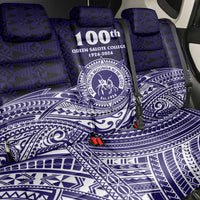 Tonga Queen Salote College 100th Years Back Car Seat Cover Blue Tonga Kupesi Uniquely Pacific Art - Polynesian Pride