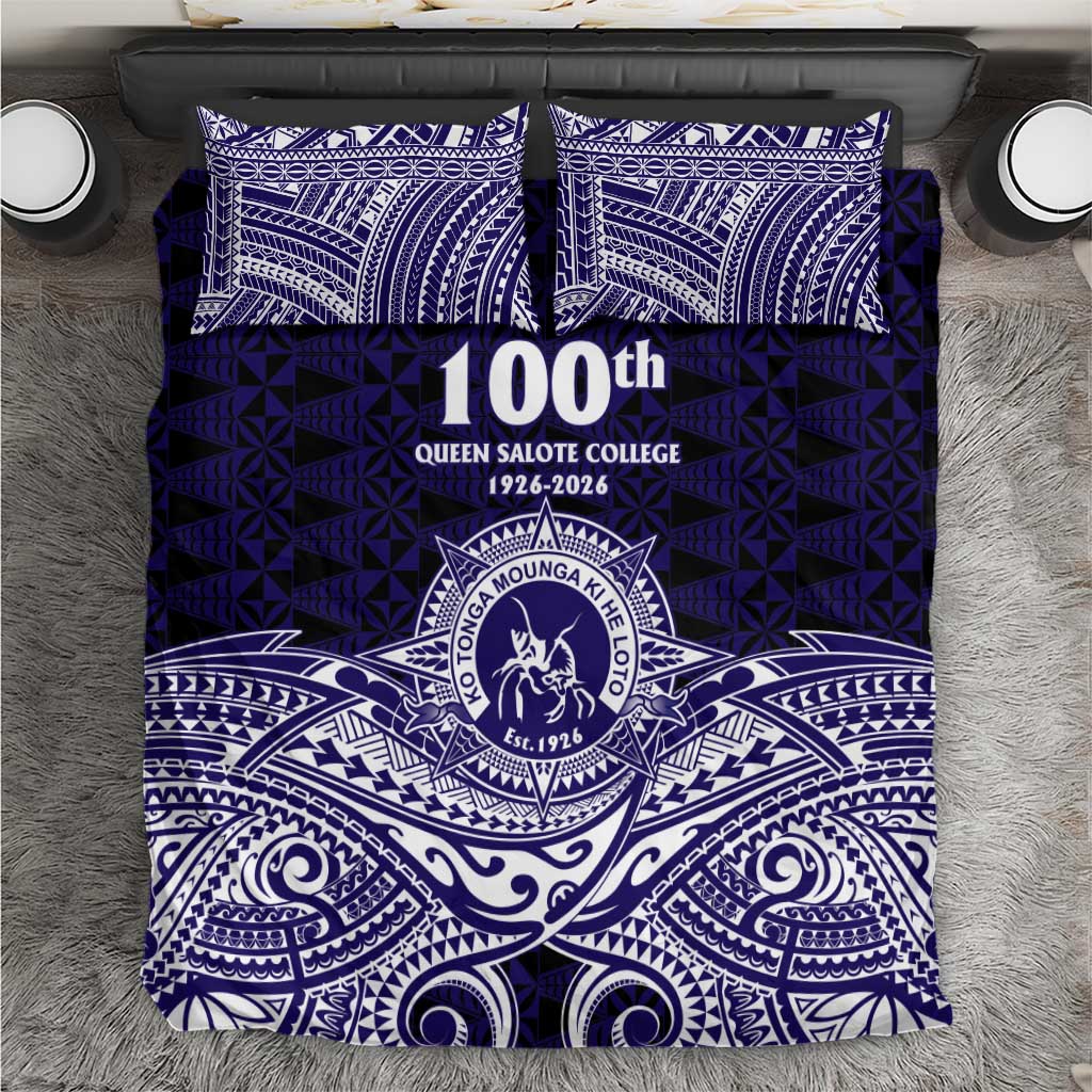 Tonga Queen Salote College 100th Years Bedding Set Blue Tonga Kupesi Uniquely Pacific Art - Polynesian Pride