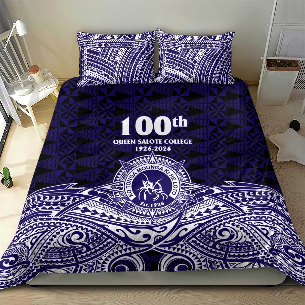 Tonga Queen Salote College 100th Years Bedding Set Blue Tonga Kupesi Uniquely Pacific Art - Polynesian Pride