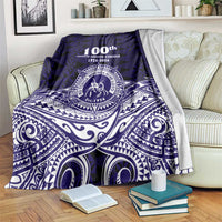 Tonga Queen Salote College 100th Years Blanket Blue Tonga Kupesi Uniquely Pacific Art - Polynesian Pride