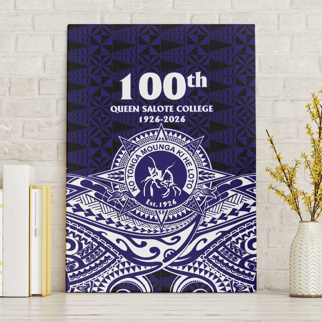 Tonga Queen Salote College 100th Years Canvas Wall Art Blue Tonga Kupesi Uniquely Pacific Art - Polynesian Pride