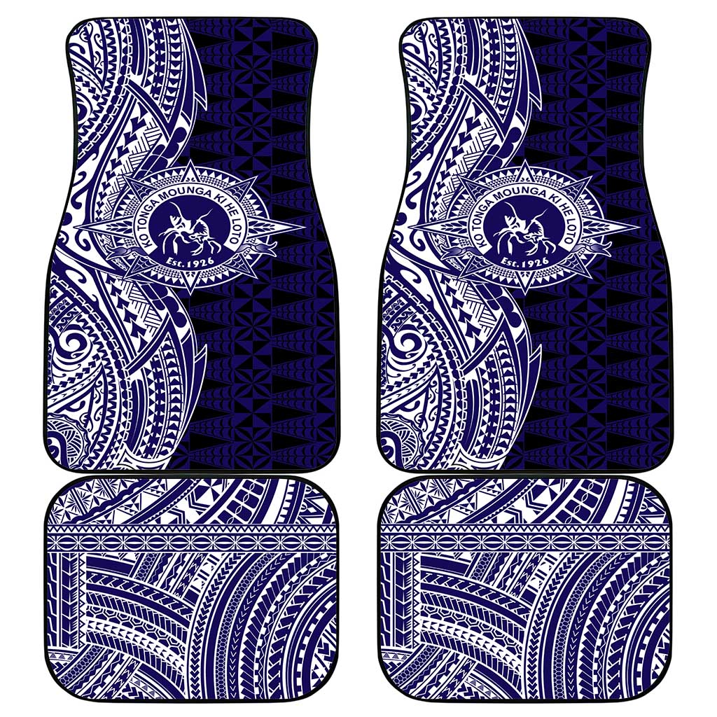 Tonga Queen Salote College 100th Years Car Mats Blue Tonga Kupesi Uniquely Pacific Art - Polynesian Pride