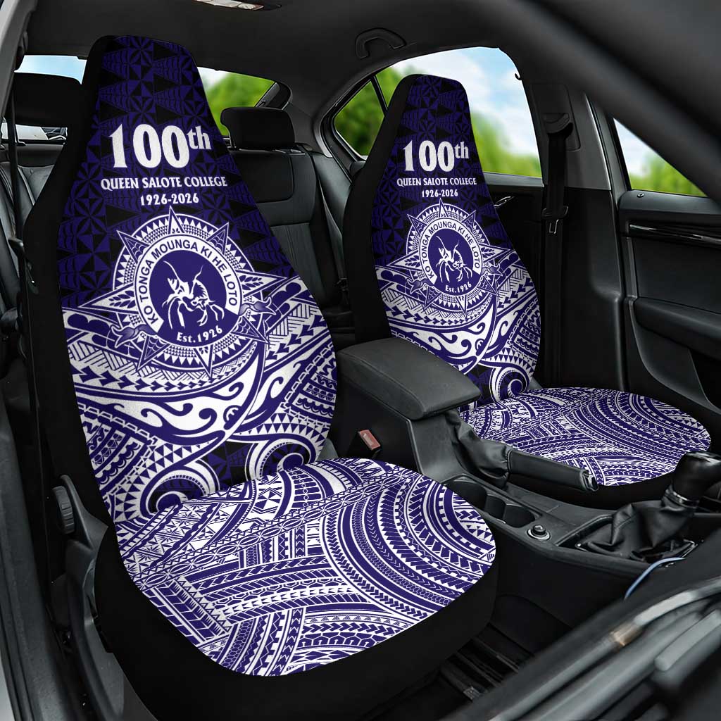Tonga Queen Salote College 100th Years Car Seat Cover Blue Tonga Kupesi Uniquely Pacific Art - Polynesian Pride
