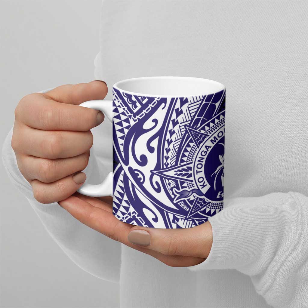 Tonga Queen Salote College 100th Years Ceramic Mug Blue Tonga Kupesi Uniquely Pacific Art - Polynesian Pride